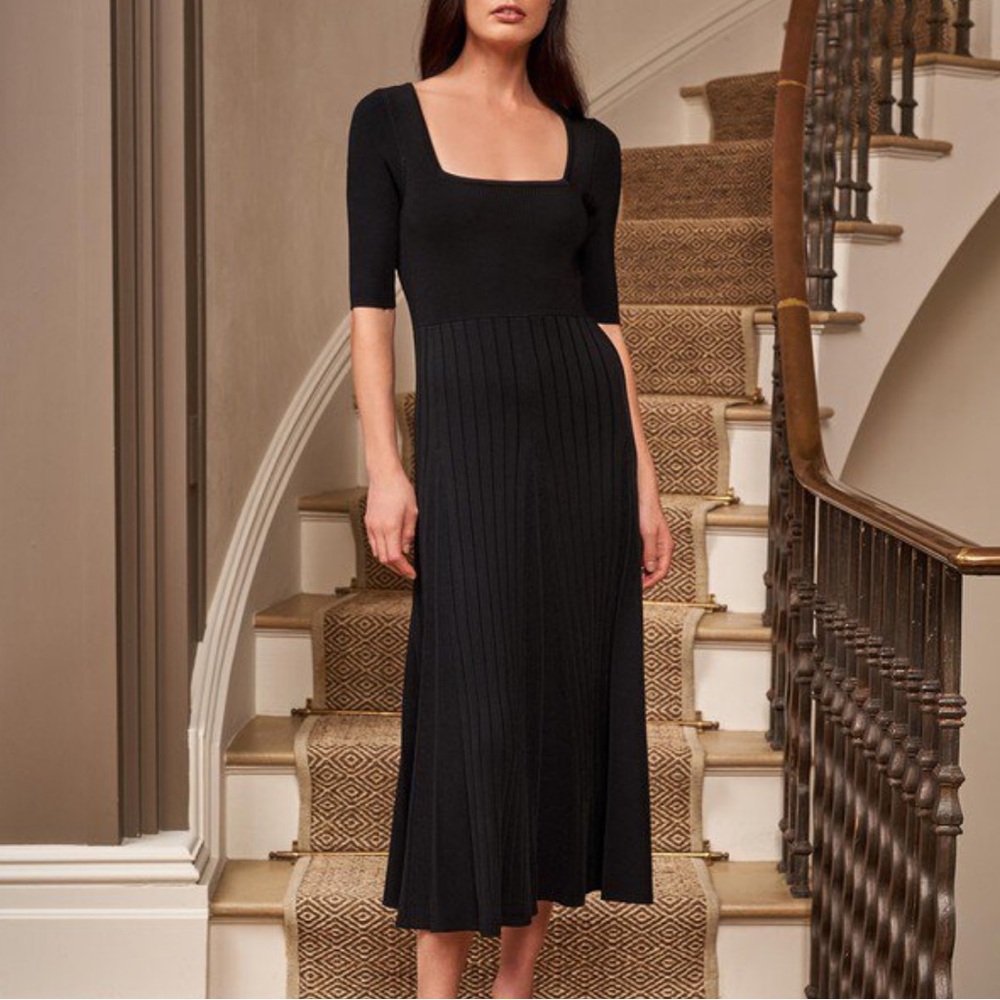 La Ligne Veronica Square Neck Knit Dress Black Size Small
